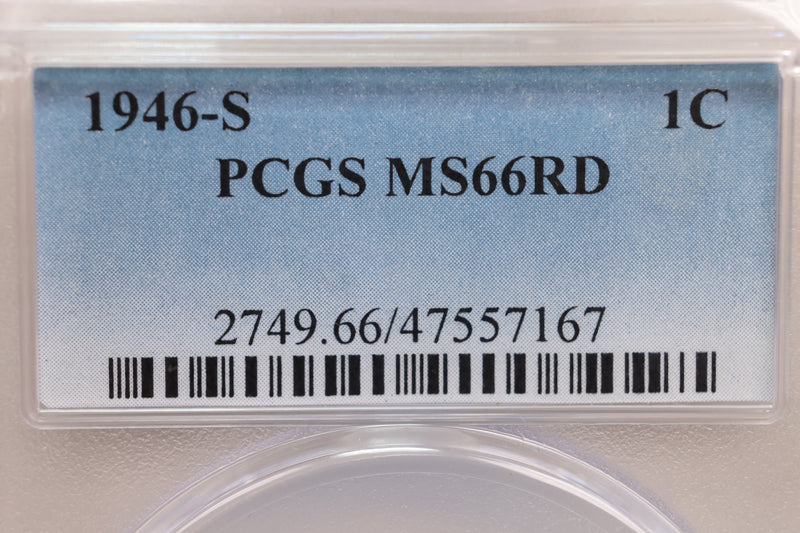 1945-D Lincoln Wheat Cent, PCGS Certified MS-66, Red., Store