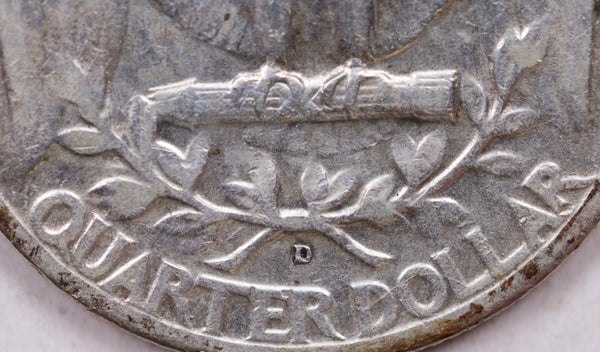 1940-D Washington Silver Quarter, R.P.M.M. Fine Circulated Coin, Store Sale #QR802.