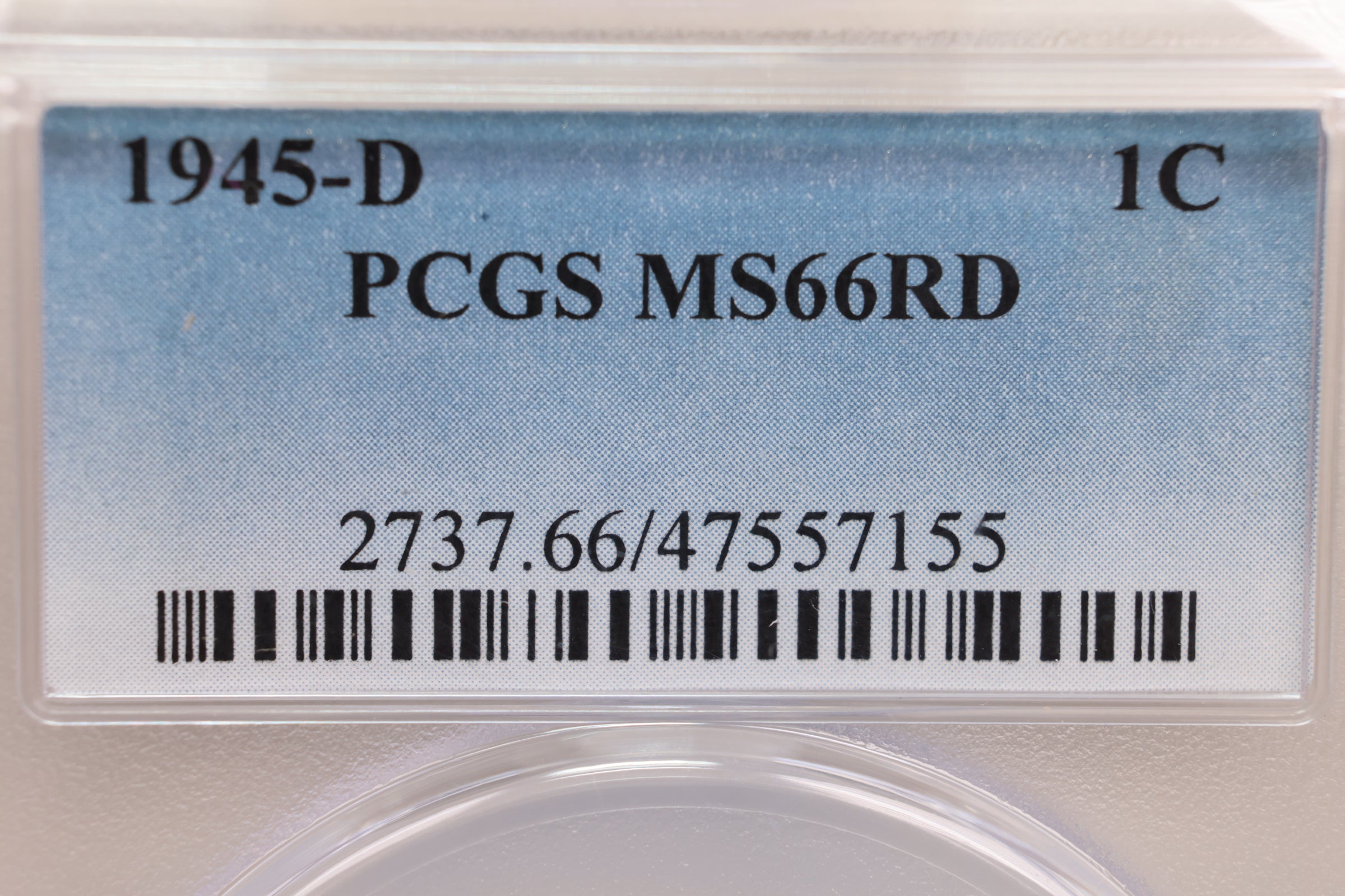 1945-D Lincoln Wheat Cent, PCGS Certified MS-66, Red., Store #GCT047