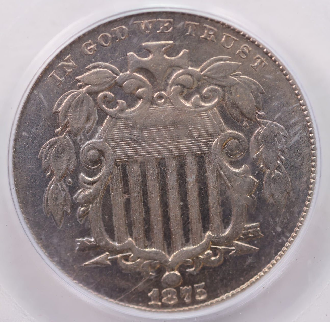1875 Shield Nickel, Choice Business Strike, PCGS MS62, Store #GNL002