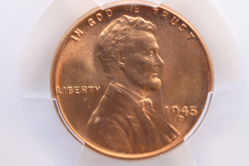 1945-D Lincoln Wheat Cent, PCGS Certified MS-66, Red., Store