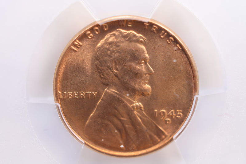 1945-D Lincoln Wheat Cent, PCGS Certified MS-66, Red., Store