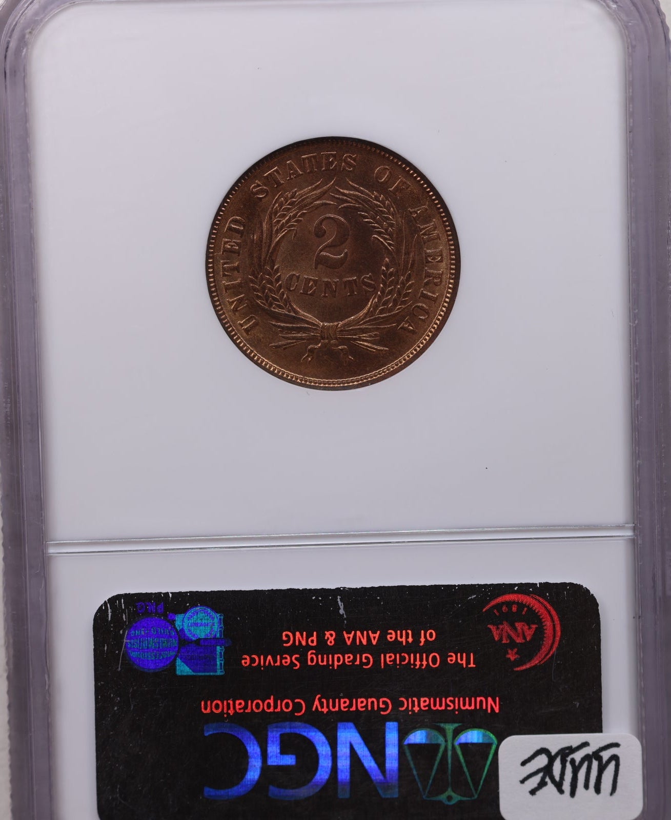 1864 Two Cent Piece, Large Motto, PCGS MS-66 RED, Nice Eye Appeal. Store #G2C003.