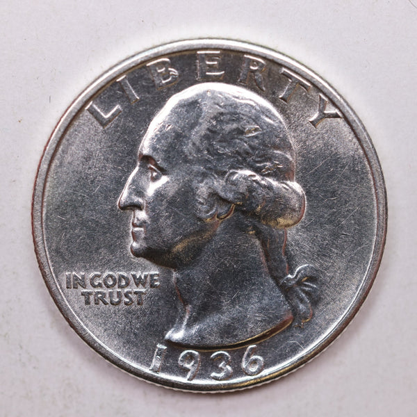 1936 Washington Silver Quarter, Uncirculated Coin, Store Sale #QR806.