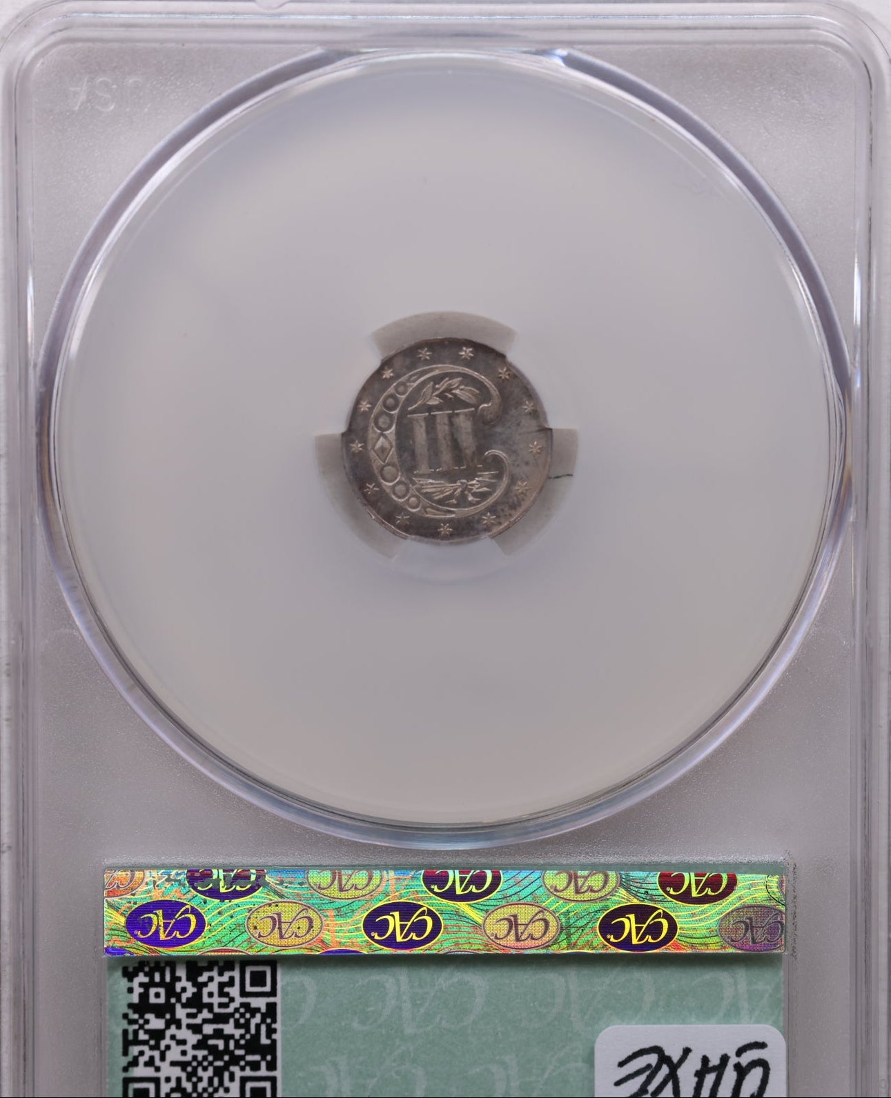 1866 Three Cent Silver, 'Tryme', CAC Grading MS-63, Store SALE #3CR001