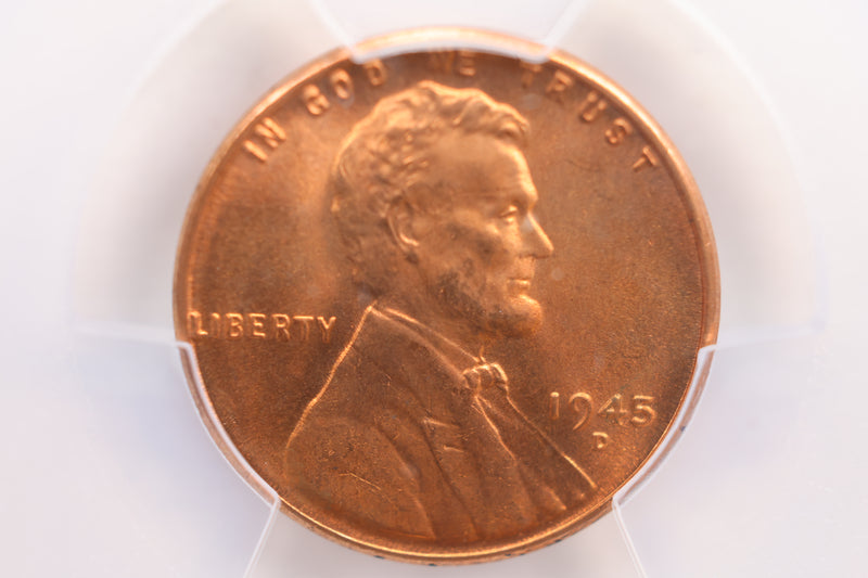 1945-D Lincoln Wheat Cent, PCGS Certified MS-66, Red., Store
