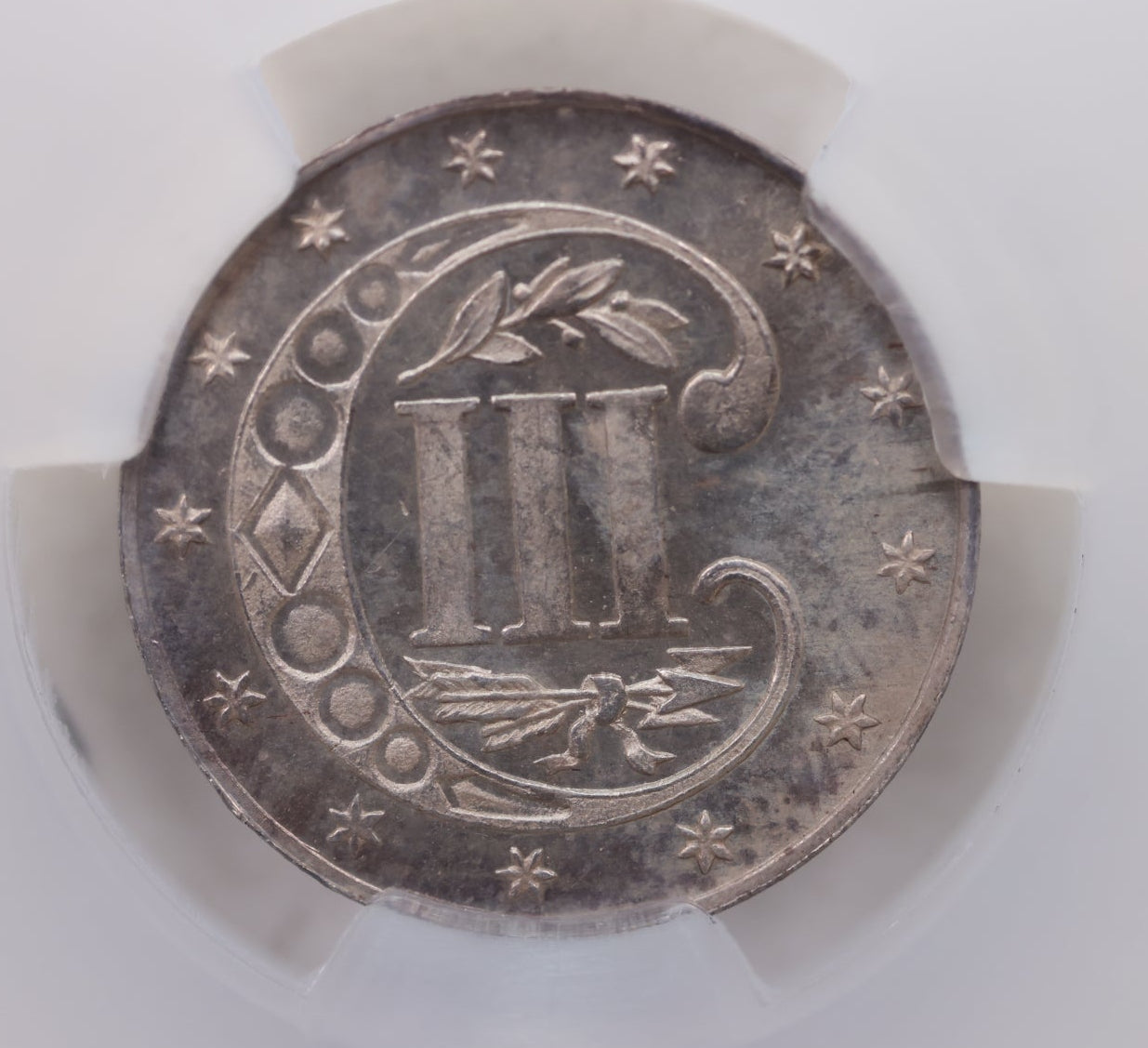 1866 Three Cent Silver, 'Tryme', CAC Grading MS-63, Store SALE #3CR001