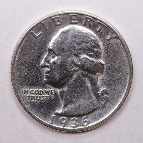 1936-D Washington Silver Quarter, About Uncirculated Coin, Store #QR808