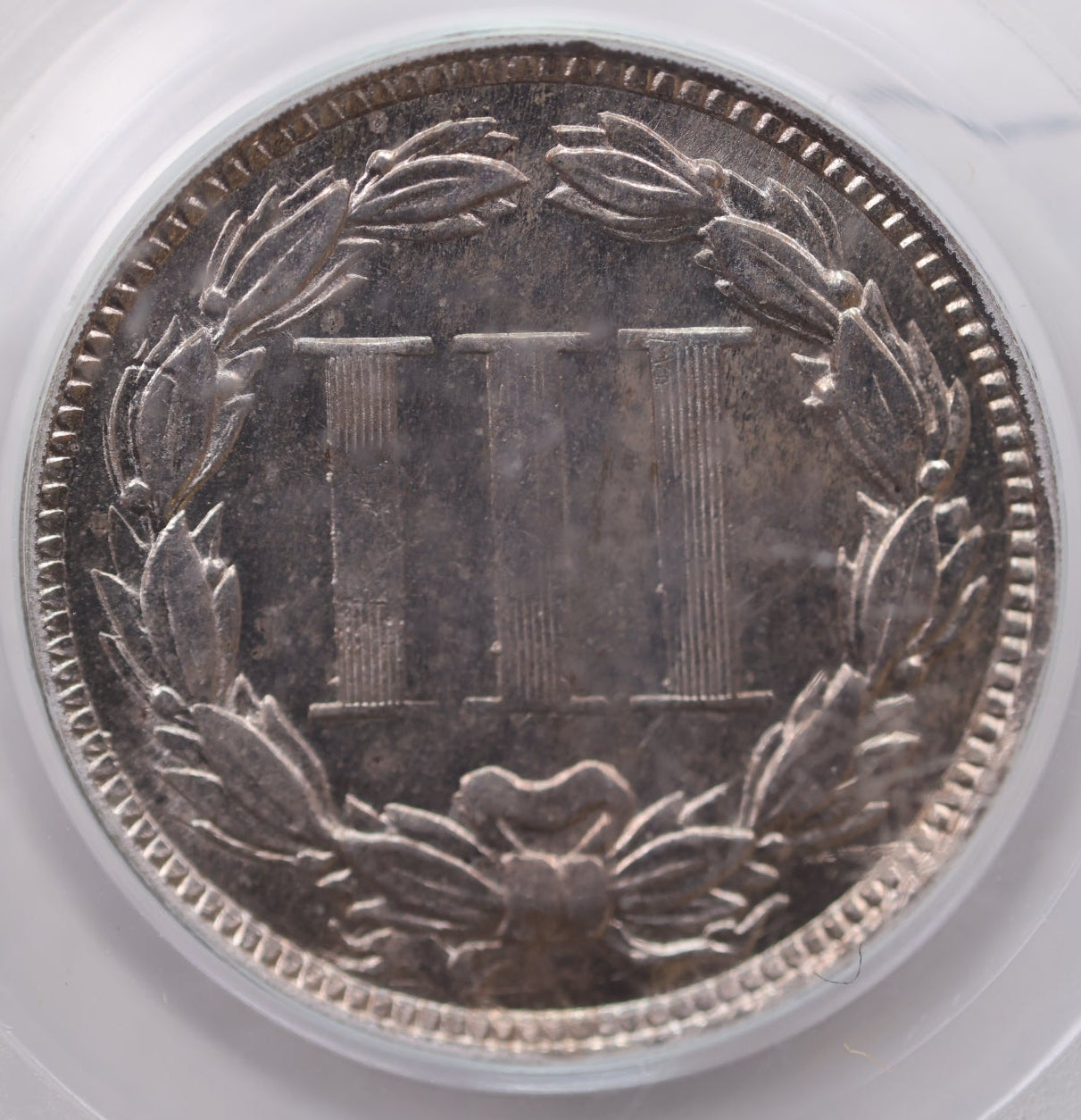 1867 Three Cent Copper Nickel., Uncirculated., PCGS MS-64, Store #3C0003