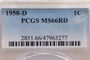 1955-D Lincoln Wheat Cent, PCGS Certified MS-66, Red., Store