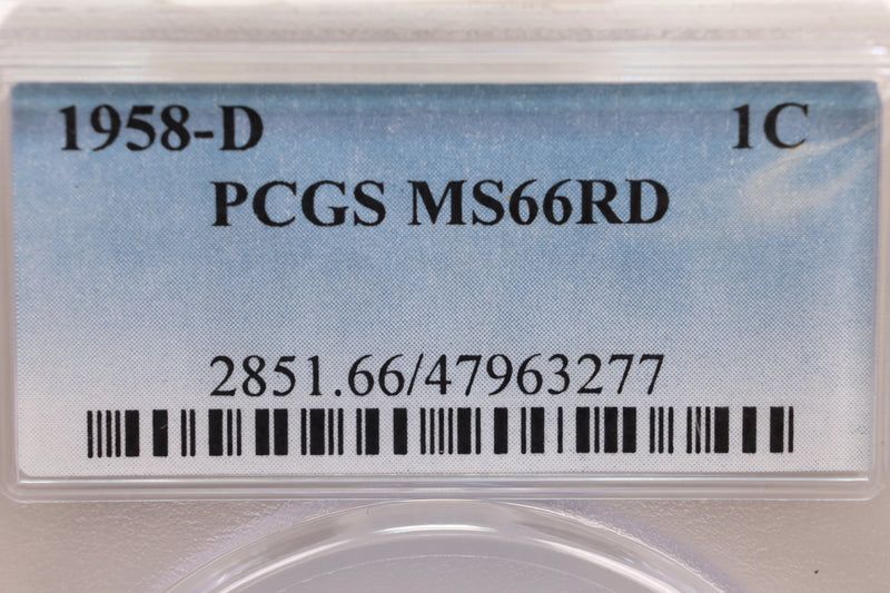 1955-D Lincoln Wheat Cent, PCGS Certified MS-66, Red., Store