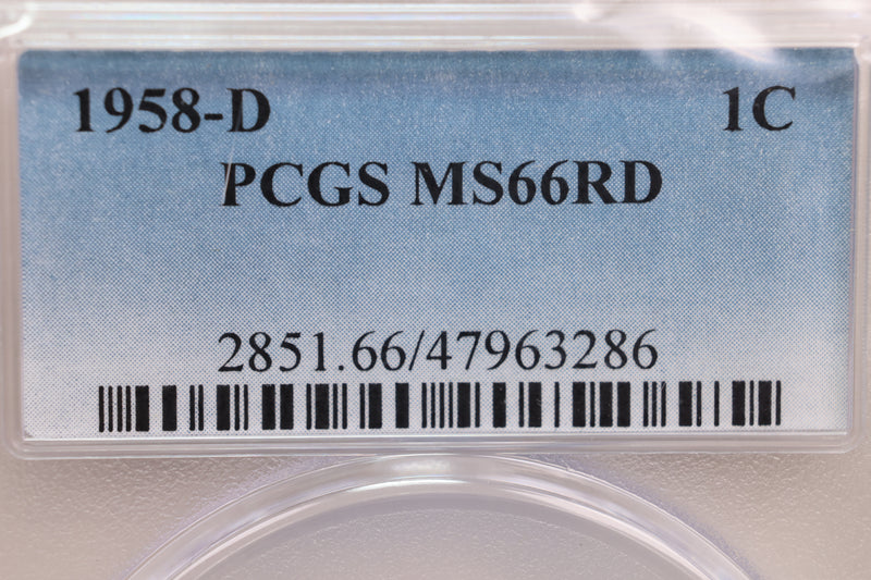 1955-D Lincoln Wheat Cent, PCGS Certified MS-66, Red., Store