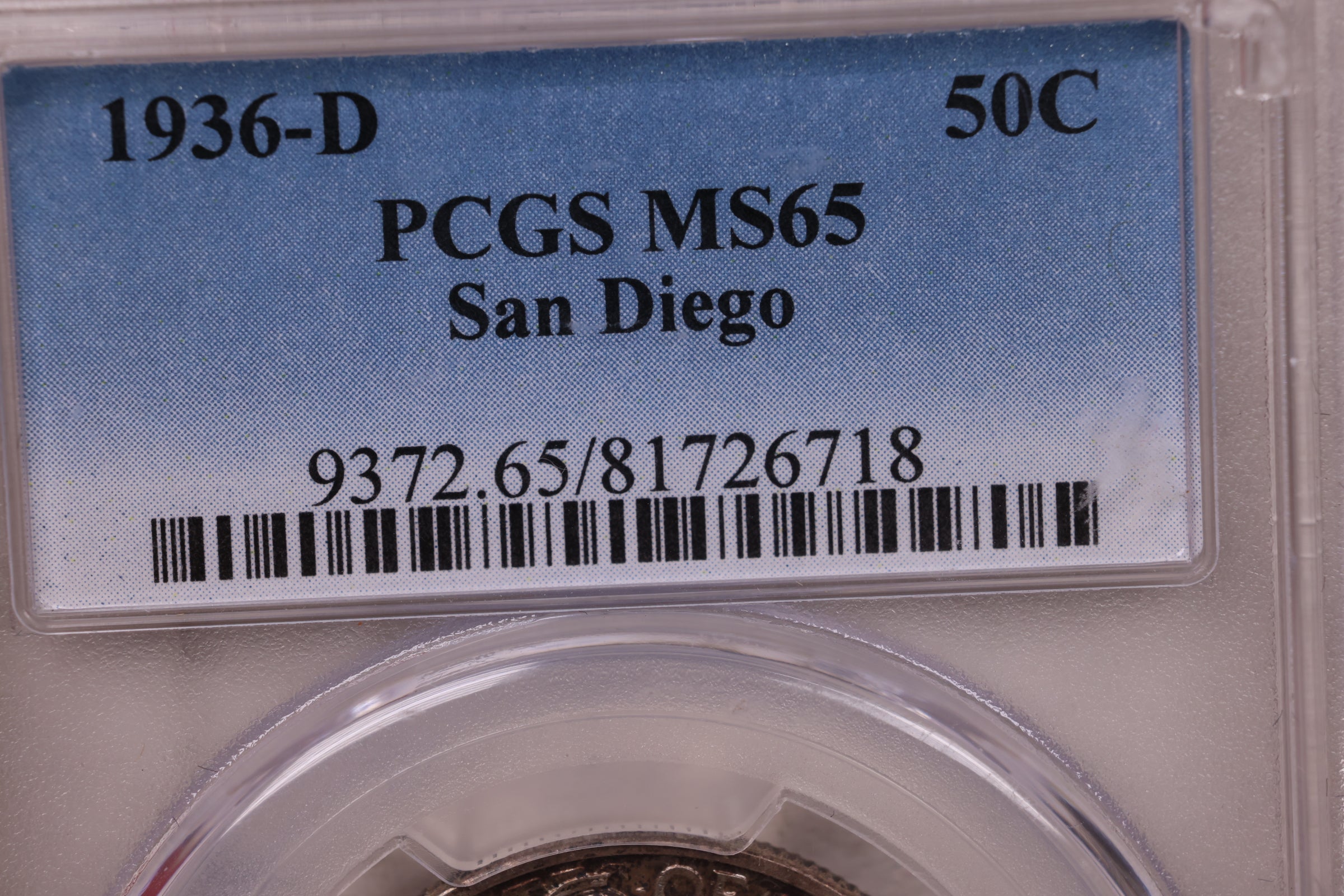 1936-D San Diego Silver Commemorative., PCGS MS65, Store #597