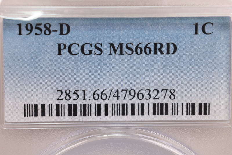 1955-D Lincoln Wheat Cent, PCGS Certified MS-66, Red., Store