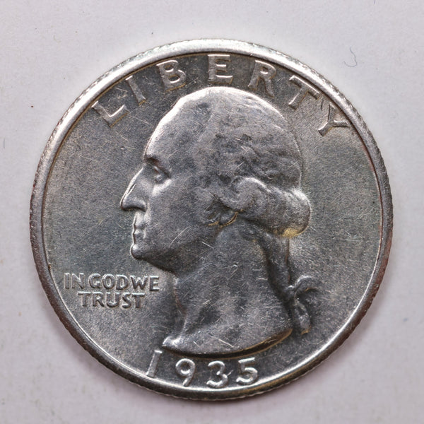 1935-S Washington Silver Quarter, About Uncirculated Coin, Store Sale #QR813