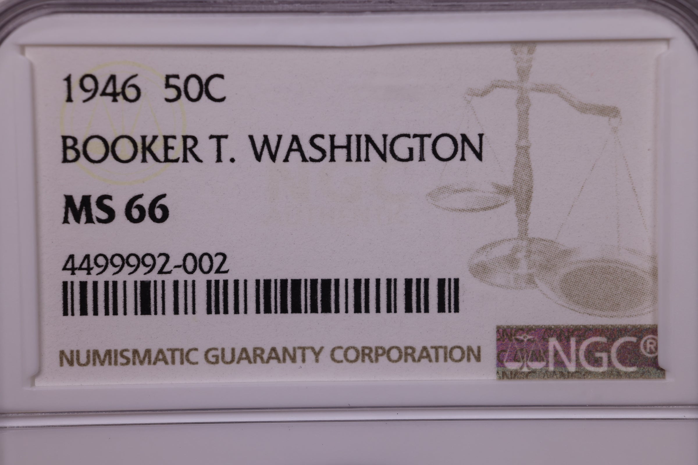 1946 Booker T. Washington Silver Commemorative., NGC MS66, #GEC0034