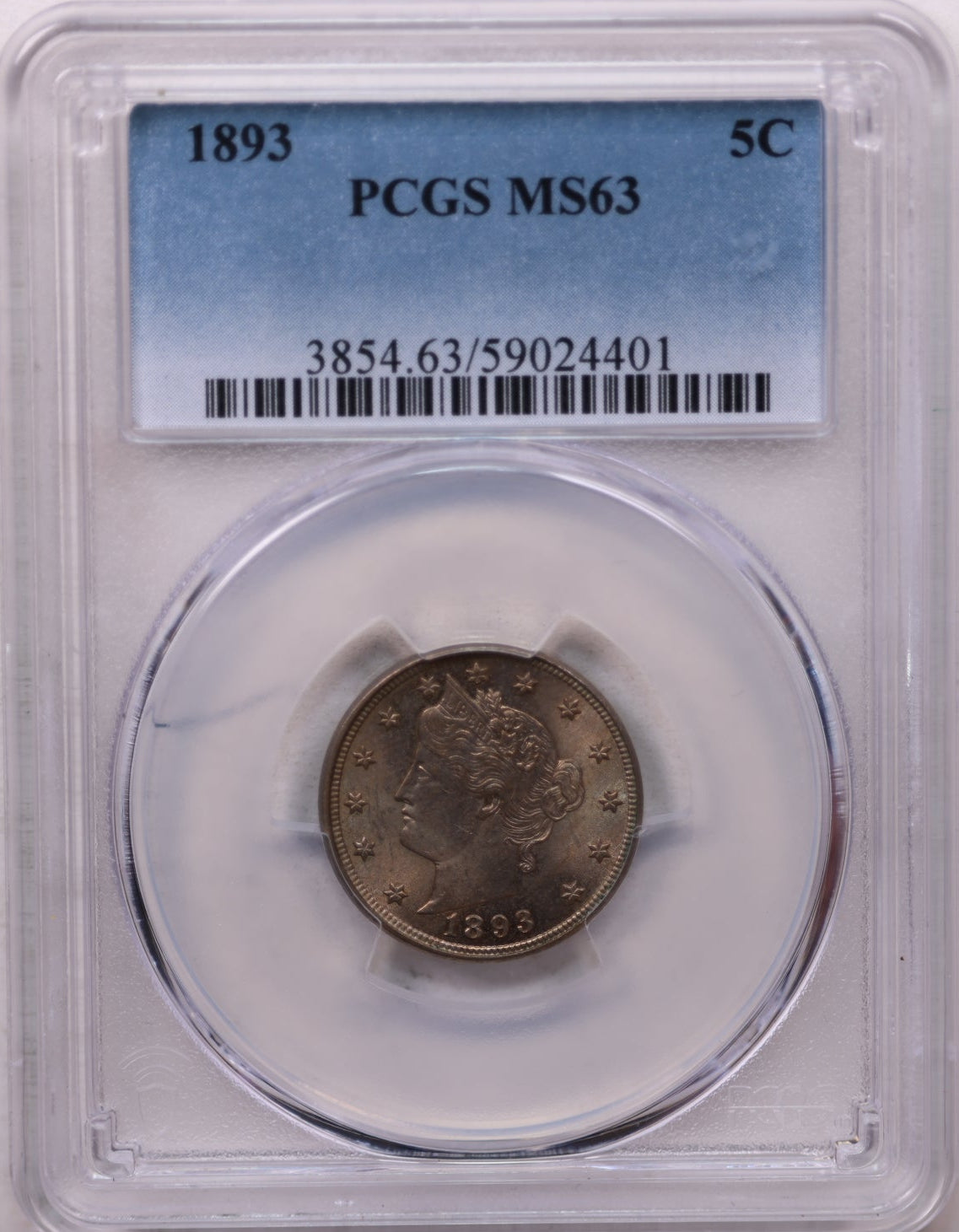 1893 Liberty Nickel, (V) Nickel, Gem Mint State, PCGS MS-63. Store #GNL006.