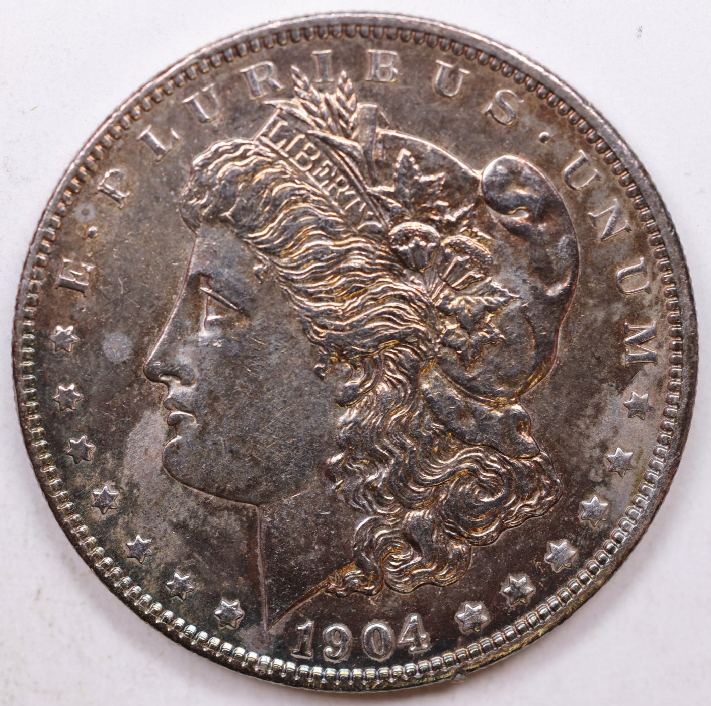 1904 Morgan Silver Dollar, Nice Uncirculated Coin, TONER, Store #DR0844.