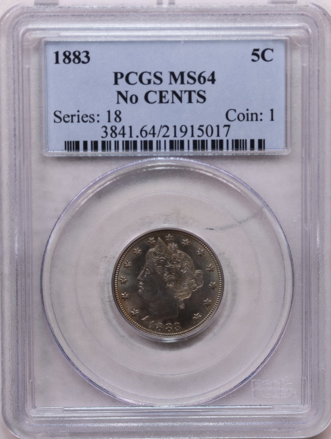 1883 Liberty Nickel, 'No Cents', Mint State, PCGS MS-64, Store #GNL020.