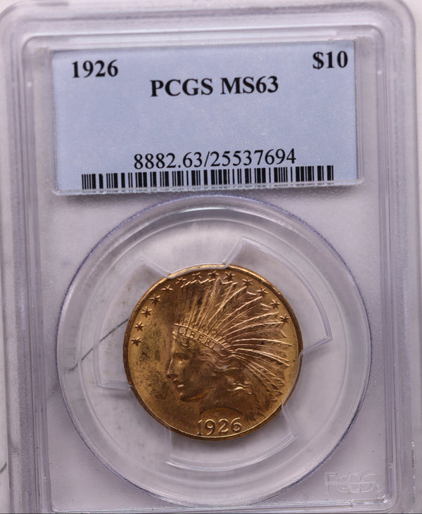 1926 $10, Gold Indian, Pre 1933 Eagle, PCGS MS-63, Store Sale #G0119.