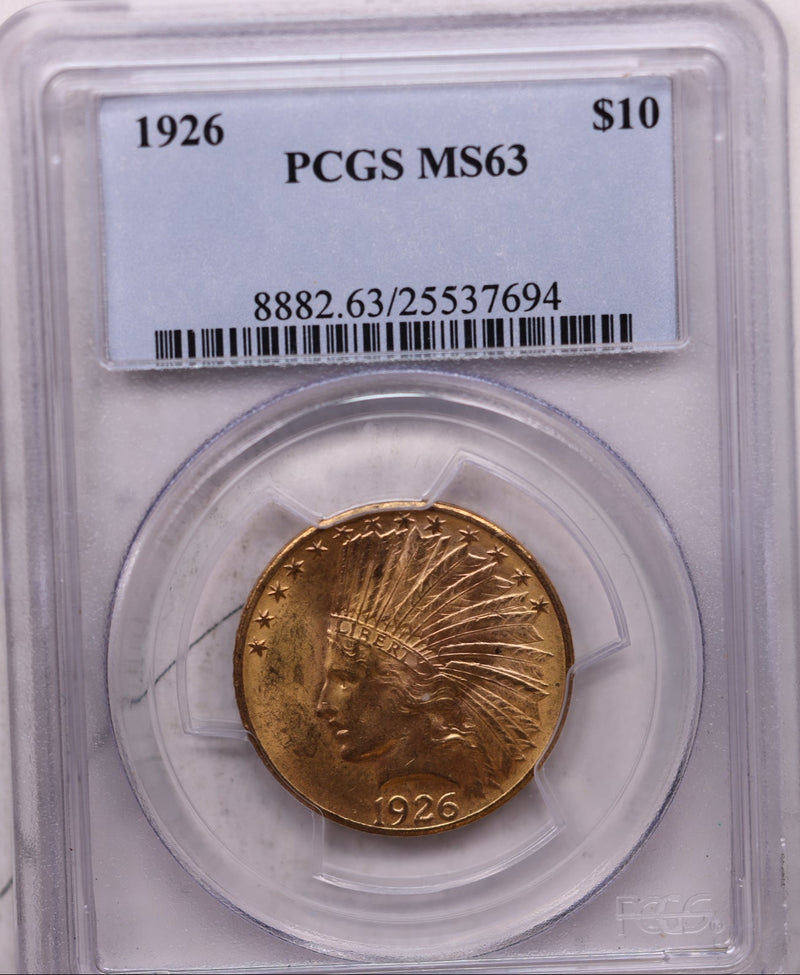 1926 $10, Gold Indian, Pre 1933 Eagle, PCGS MS-63, Store Sale
