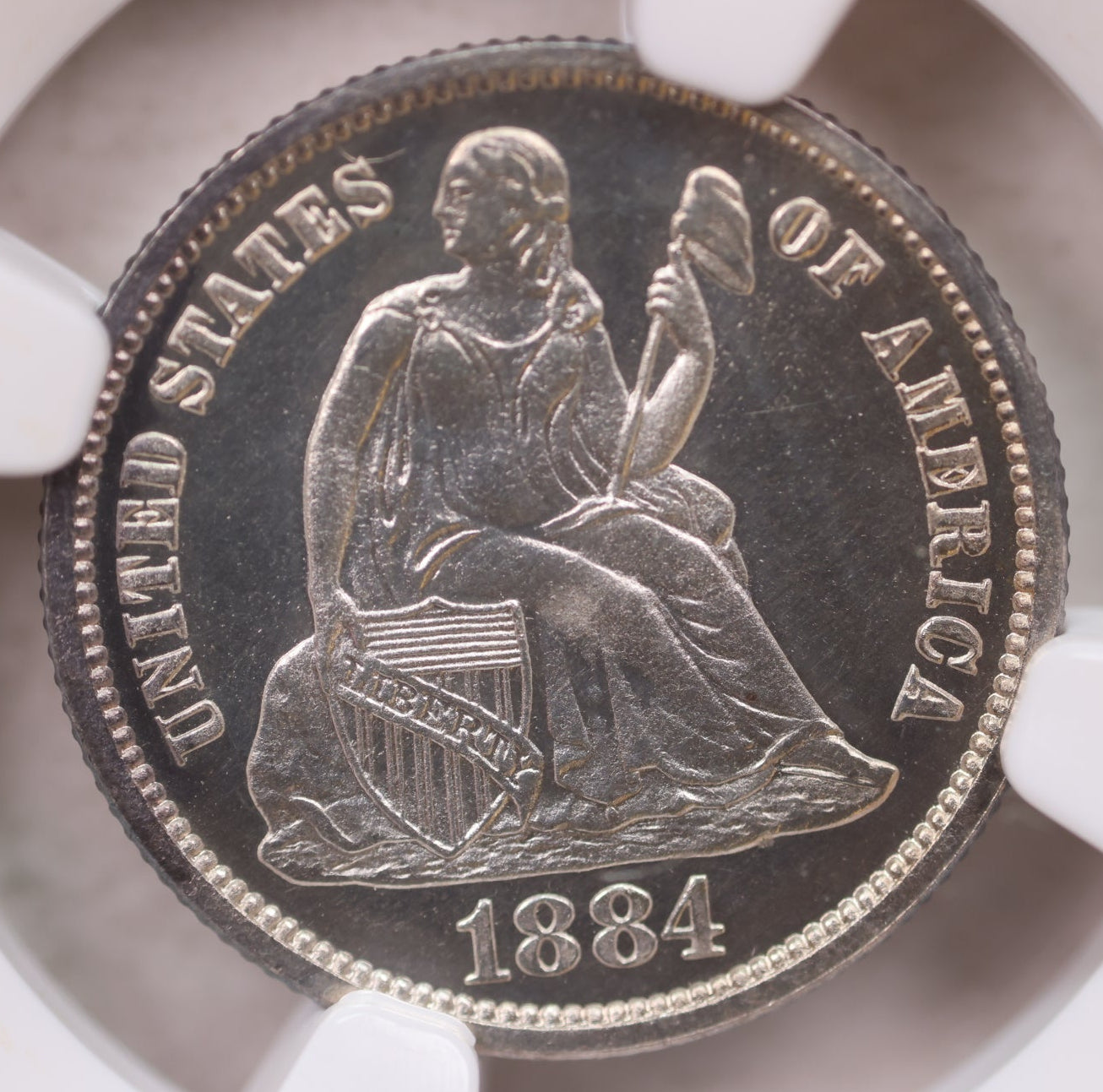 1884 Seated Liberty Silver Dime, Proof Strike, NGC PF68 Cameo, Store Sale #GDE014.