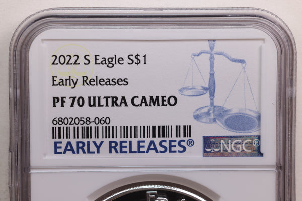 2022-S American Silver Eagle, Proof Strike, NGC PF-70, Store SALE #AE0196.