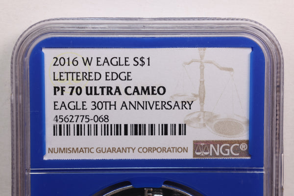 2016-W American Silver Eagle, Proof Strike, NGC PF-70, Store SALE #AE0200.
