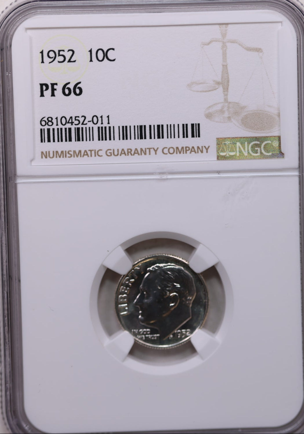 1952 Roosevelt Silver Dime, Proof Strike, NGC Certified PF-66, Store Sale #GDE028.
