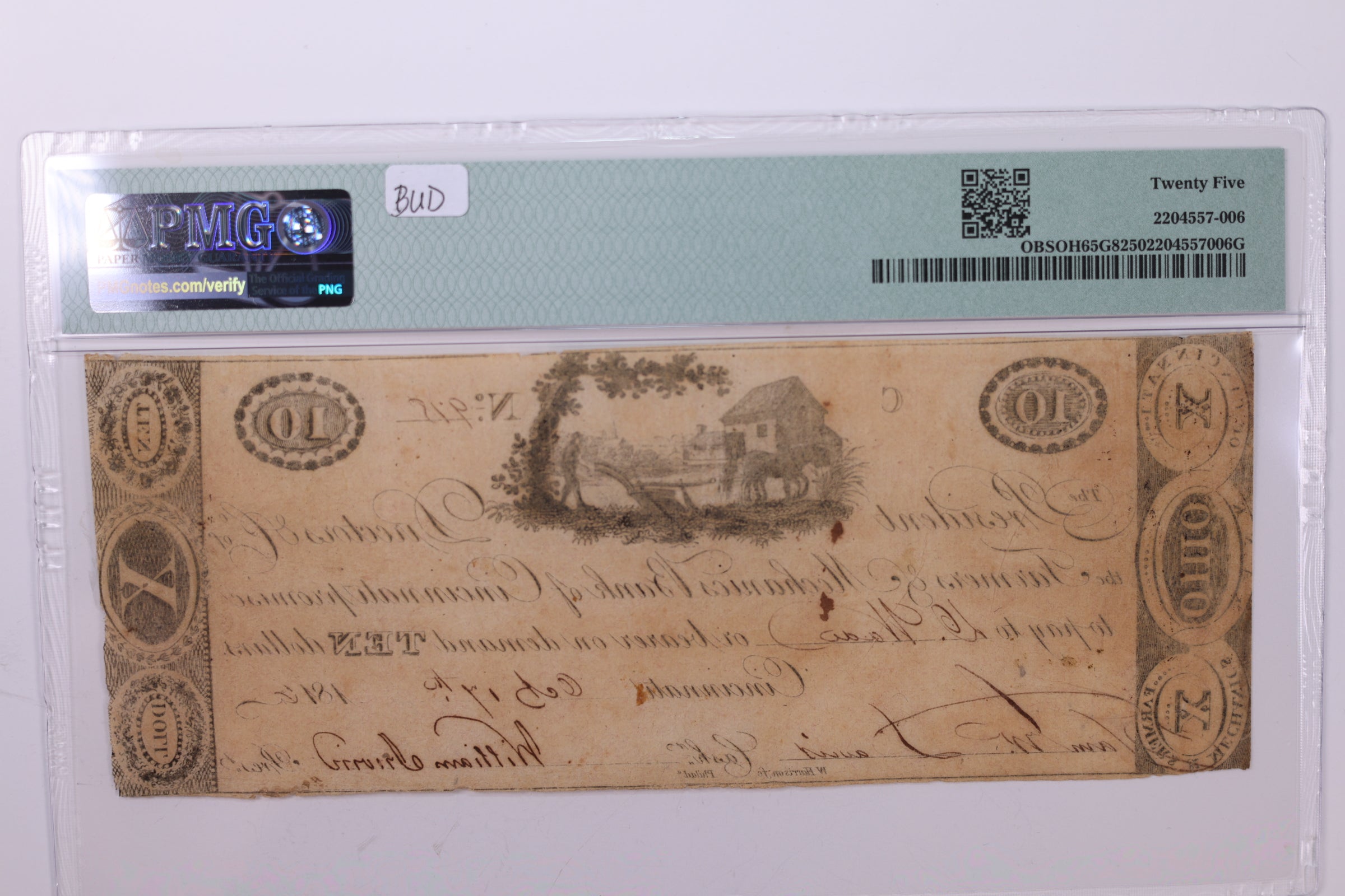1816 $10., Obsolete Currency., Cincinnati, OH., PMG VF-25., Store #GOH007