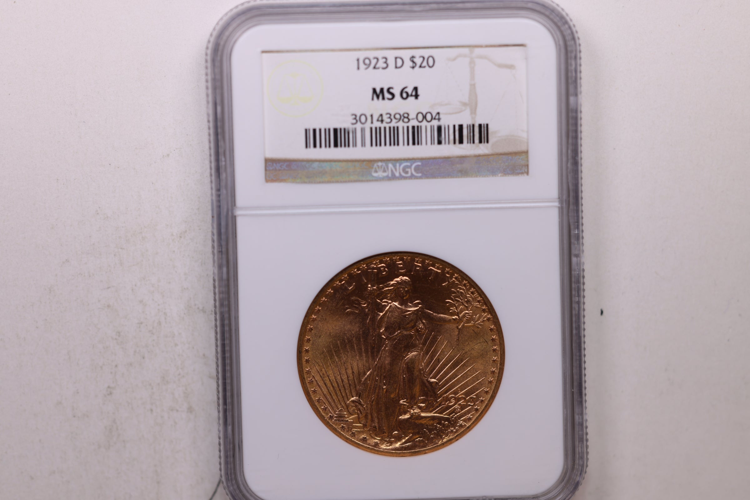 1908 $20 Gold Saint, Pre 1933 Double Eagle, NGC MS-64, Store Sale #G0126.