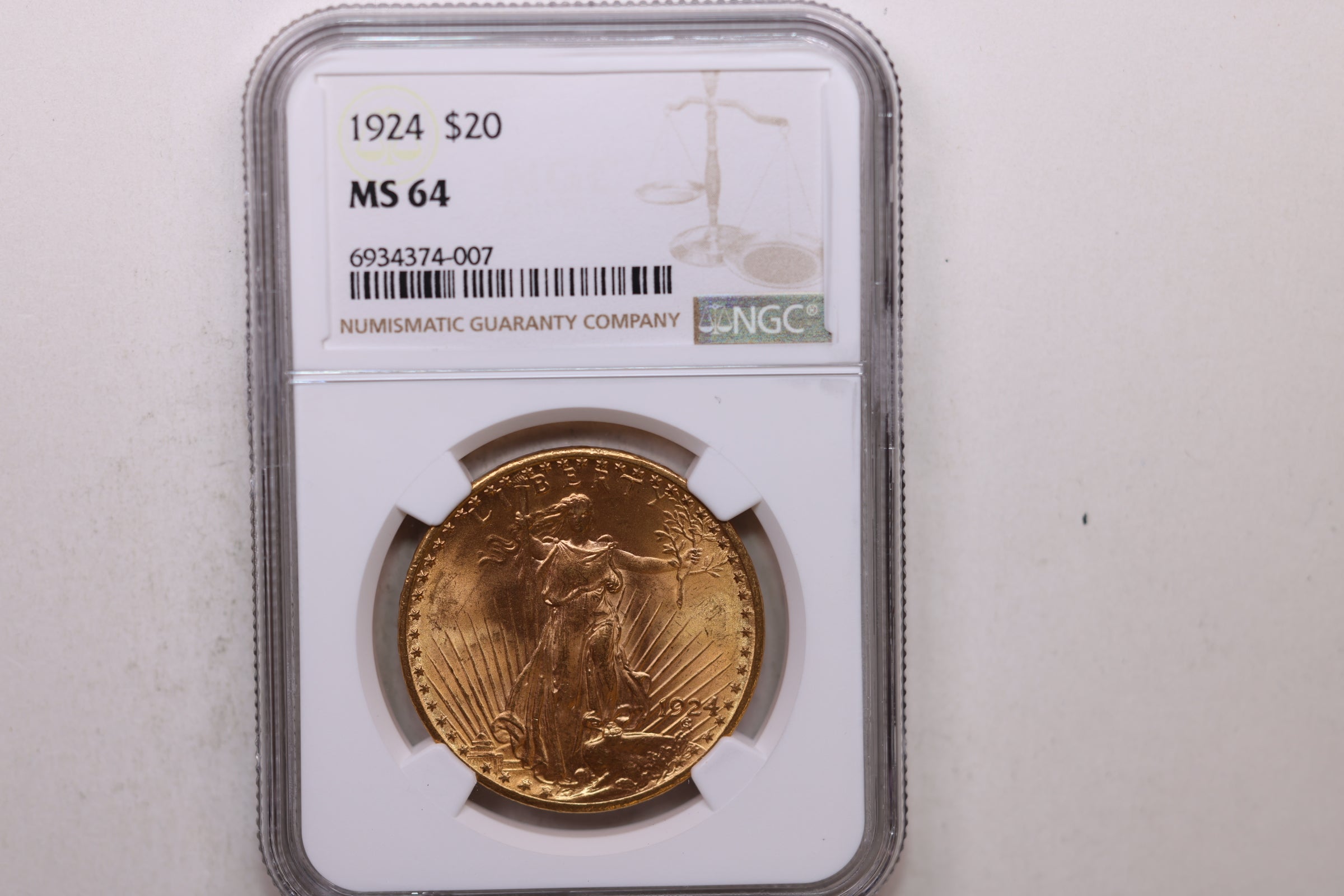 1908 $20 Gold Saint, Pre 1933 Double Eagle, NGC MS-64, Store Sale #G0126.