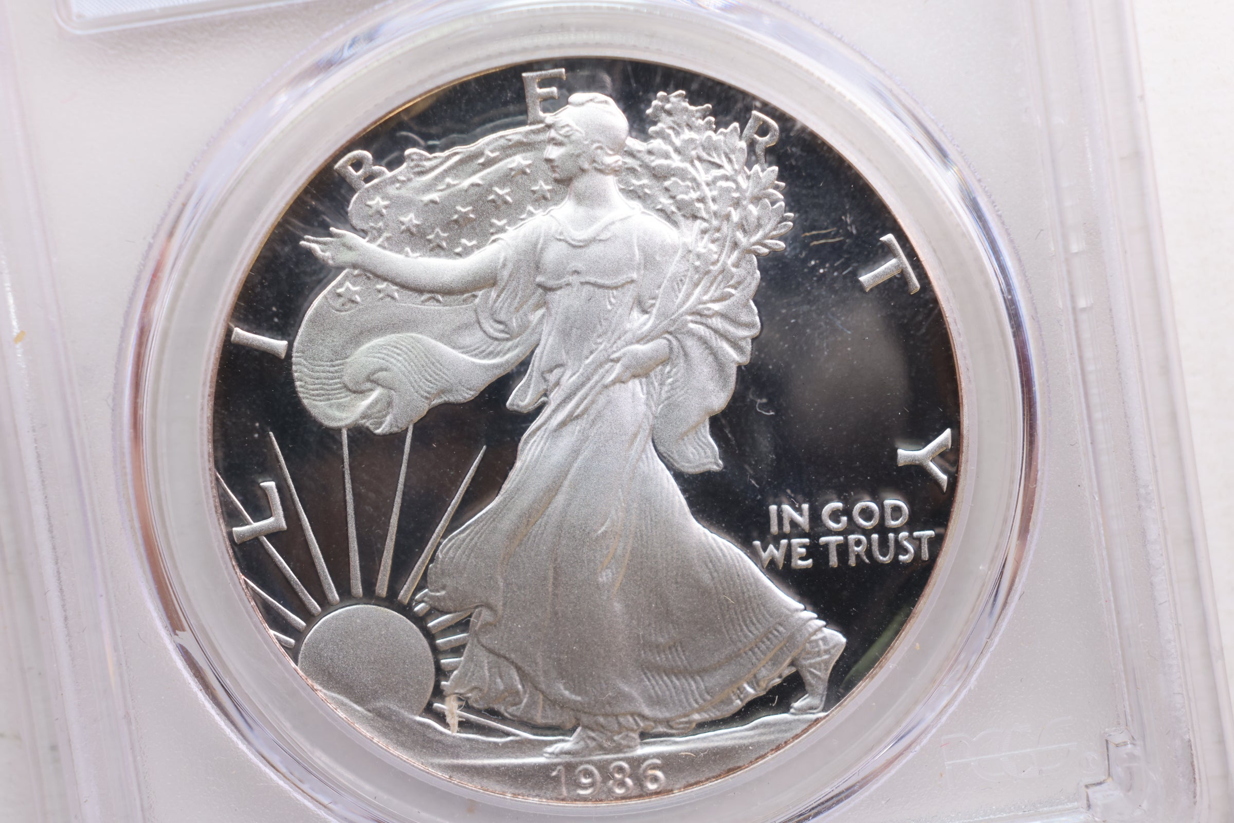 1986-S American Silver Eagle, Proof Strike, PCGS PR-70, Store SALE #AE0206.