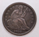 1838 Seated Liberty Dime, Partial Drape, Circulated Coin, Store Sale
