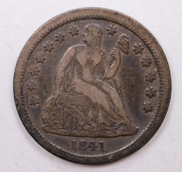 1841 Seated Liberty Dime, Collectible Circulated Coin, Store Sale #DE677.