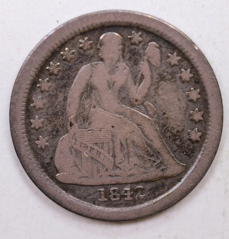 1842-O Seated Liberty Dime, Collectible Circulated Coin, Store Sale