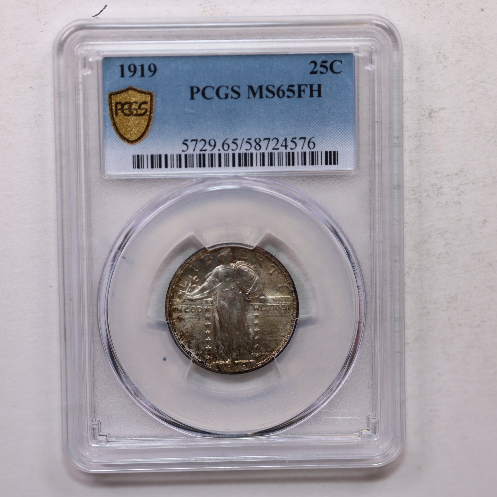 1919 Standing Liberty Silver Quarter, Toned!, NGC MS-65 Full Head, Store# GQR028.
