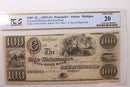 18__ $100., Adrian, Michigan., Obsolete Currency., PCGS VF-20., STORE