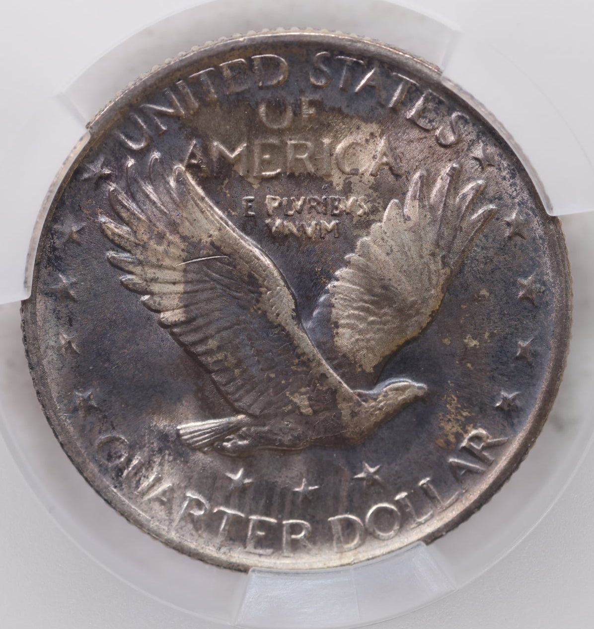 1921 Standing Liberty Silver Quarter, Toned!, CAC Grading MS63, Store# GQR029.