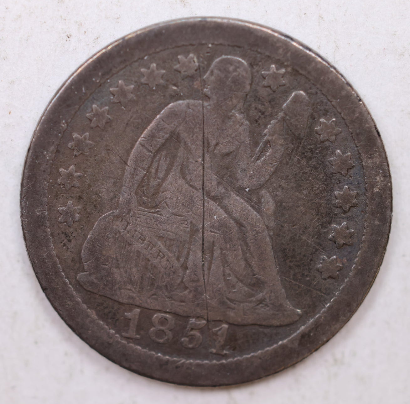1851-O Seated Liberty Dime, Detailed Circulated Coin, Store Sale #DE695.