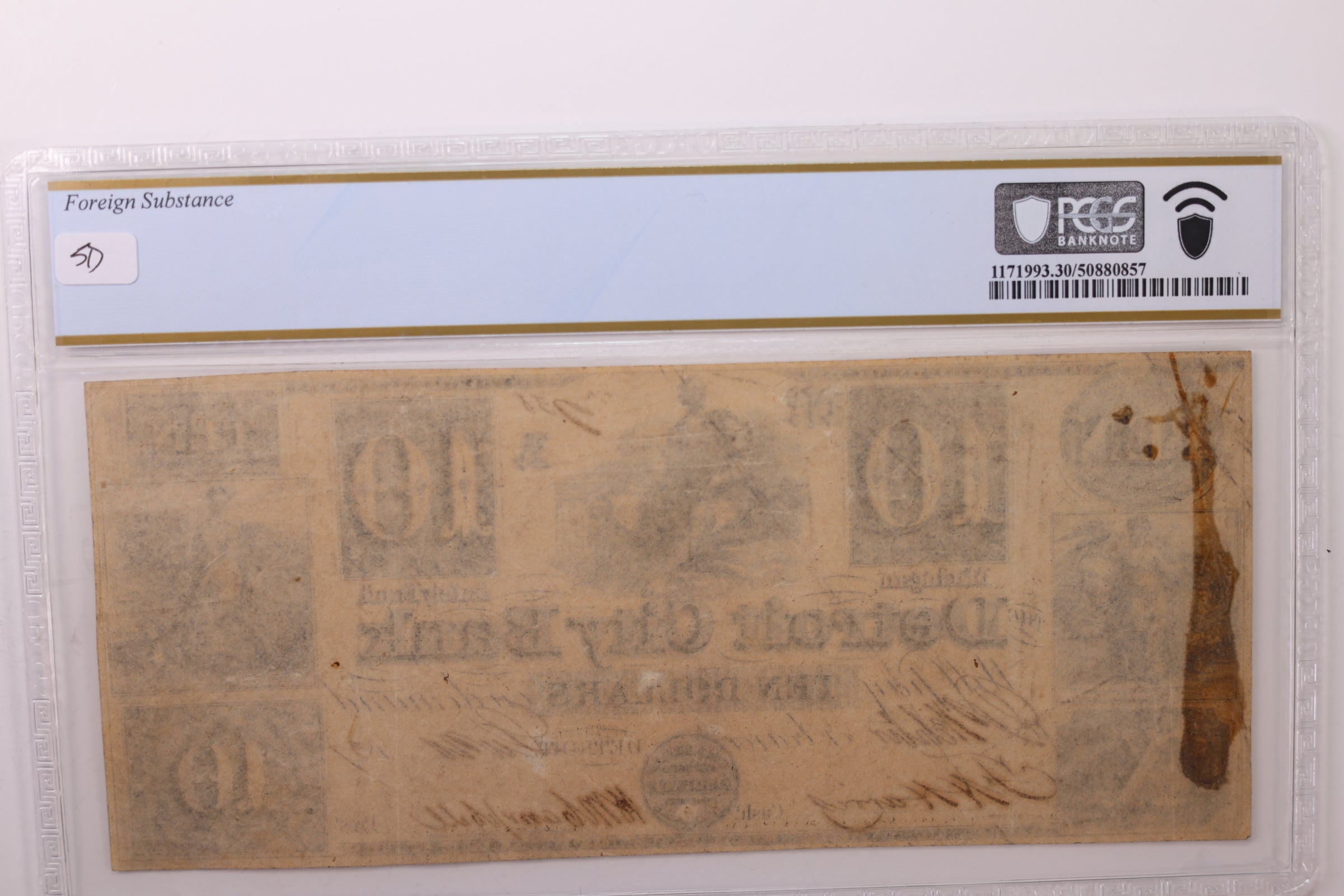 1837 $10., Detroit City Bank, MI., Obsolete Currency., PCGS VF-30., STORE #GMI036