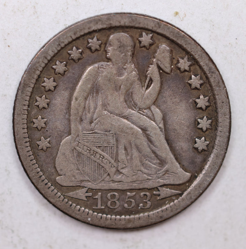 1853-O Seated Liberty Dime, Collectible Circulated Coin, Store Sale
