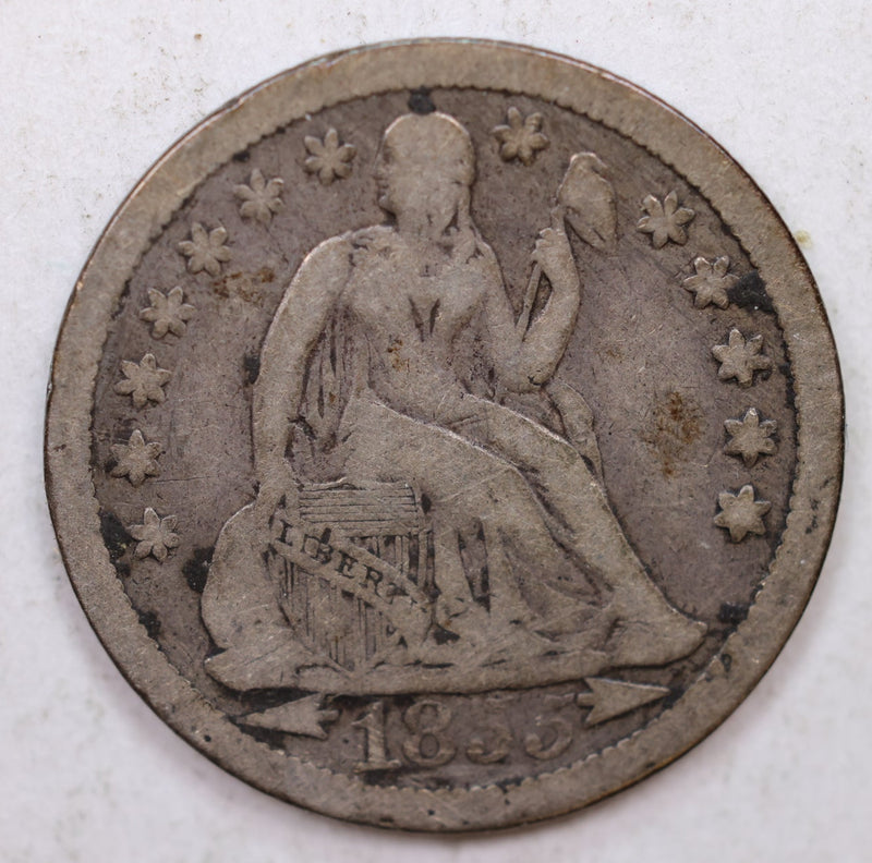 1855 Seated Liberty Dime, Collectible Circulated Coin, Store Sale