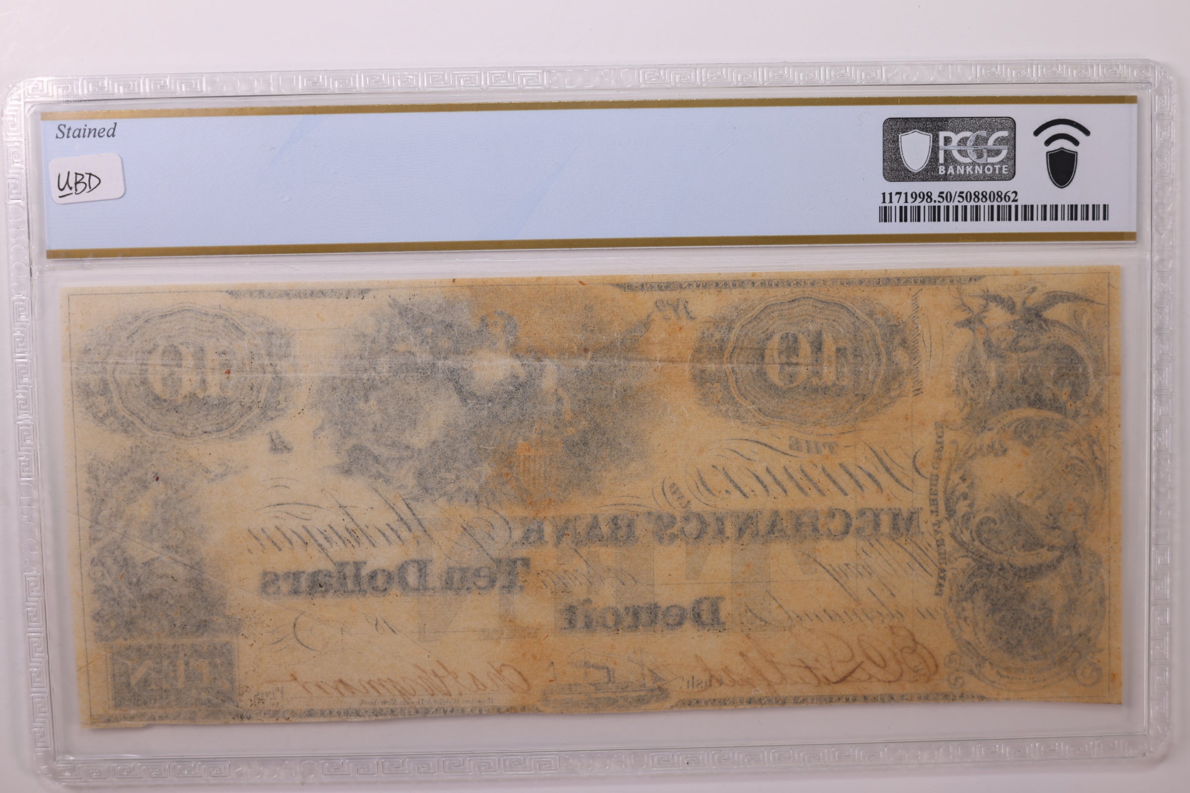 18__ $10., Remainder, Detroit, MI., Obsolete Currency., PCGS AU-50., STORE #GMI041