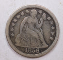 1856 Seated Liberty Dime, Large Date, Circulated Coin, Details, Store Sale