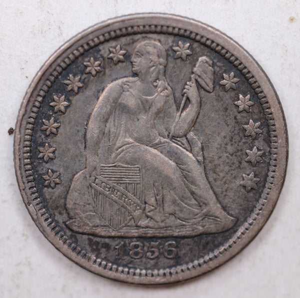 1856 Seated Liberty Dime, Small Date, Uncirculated Coin, Store Sale #DE705.