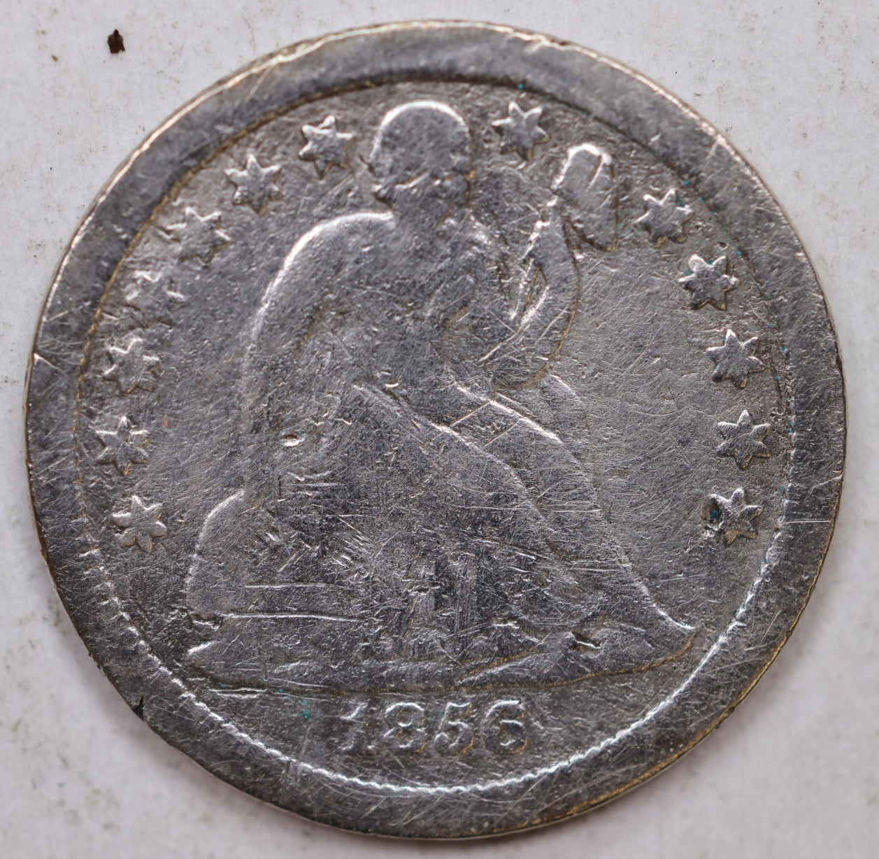 1856-S Seated Liberty Dime, Better Date, harshly cleaned, Store Sale #DE707.