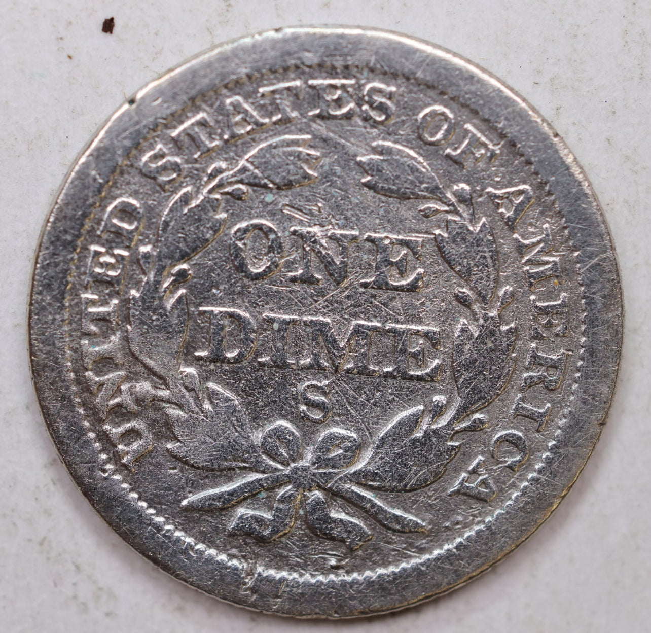 1856-S Seated Liberty Dime, Better Date, harshly cleaned, Store Sale #DE707.