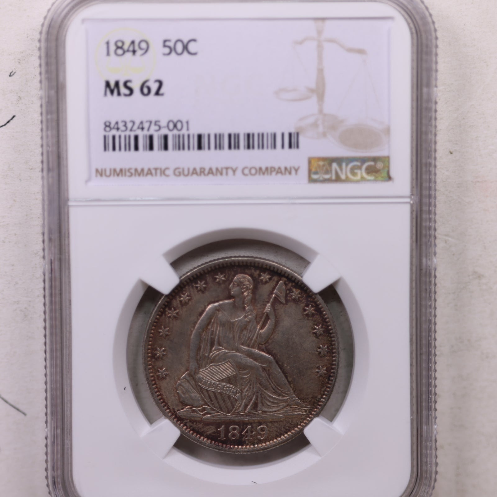 1849 Seated Liberty Half Dollar, Mint State Coin, NGC MS-62. Store #GHR109.