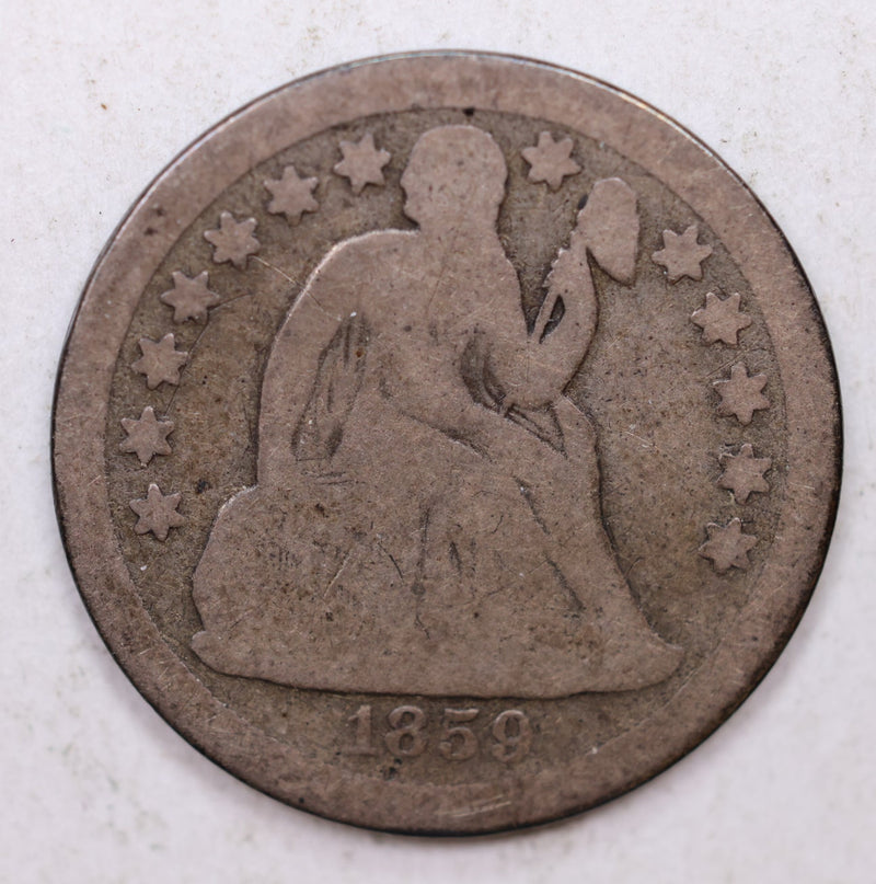 1859-S Seated Liberty Dime, Collectible Circulated Coin, Store Sale